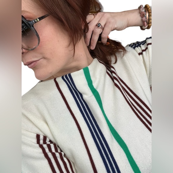 70s Vintage Sears Boatneck Stripe Tunic Sweater Vintage Deadstock - Picture 8 of 8